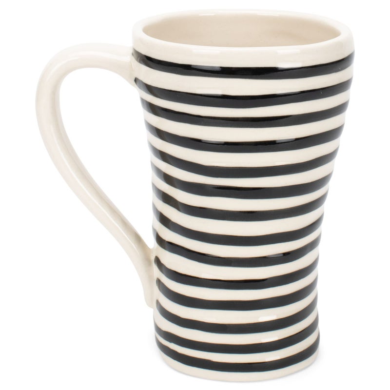 DEMDACO Tracy Pesche Black Stripes Heart Red Green White 15 Ounce Glossy Stoneware Mug With Handle - Image 4
